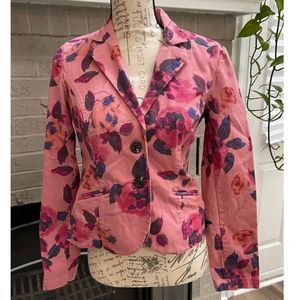 Cabi Rose Garden Floral Pink Single Breast Blazer Jacket